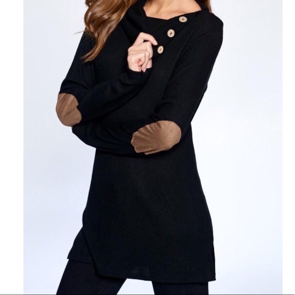 Women’s black sweater with elbow patches